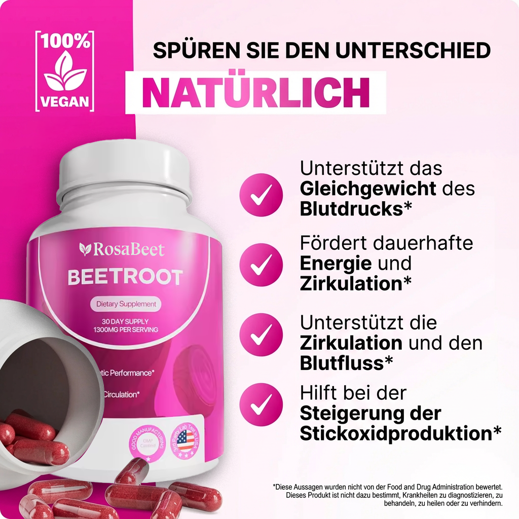 Rosabeet Rote-Bete-Kapseln für bessere Durchblutung und Vitalität*